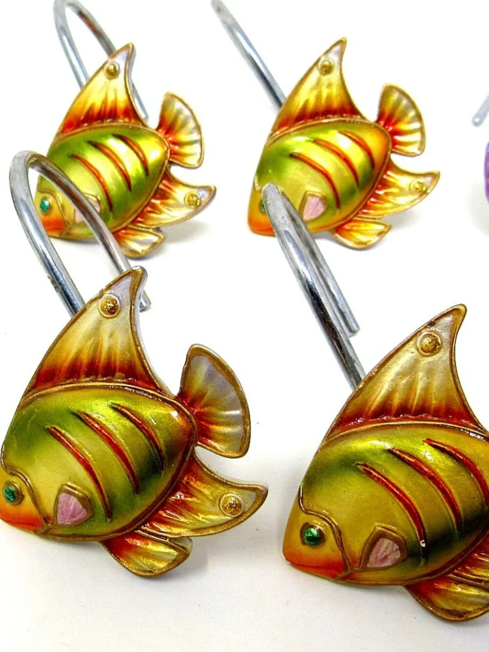 12 Tropical Fish Shower Hooks Colorful Curtain Rod Modern Bath Decor